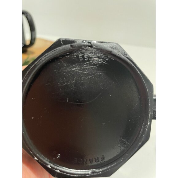 3 Mid Century Style Black Glass Octagon Coffee Mugs Cups ARCOROC France OCTIME - Picture 9 of 14